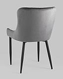 Стул Stool Group Ститч Хани велюр серый обеденный ножки металл черный, фото 6