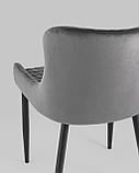 Стул Stool Group Ститч Хани велюр серый обеденный ножки металл черный, фото 7