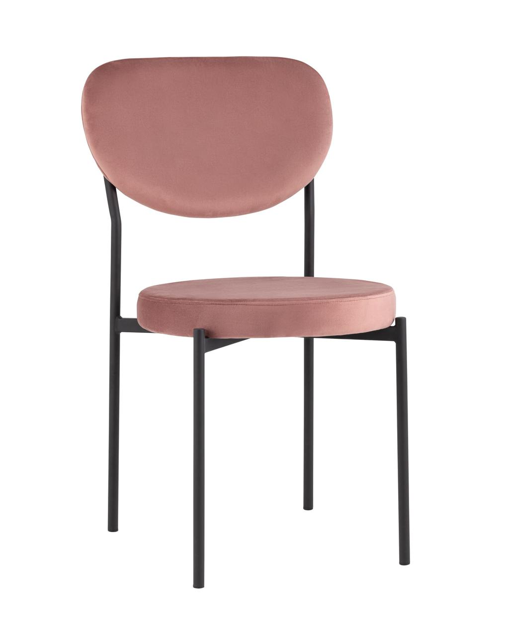 Стул Stool Group Барбара велюр пыльно-розовый со спинкой, ножки черные металл