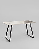 Обеденный стол Stool Group Vermont 140*80 см керамика светлая ножки черные, фото 2