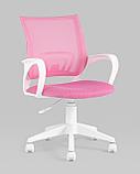 Кресло компьютерное TopChairs офисное TopChairs ST-BASIC-W розовый крестовина пластик белый, фото 2