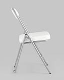 Стул Stool Group складной Джонни экокожа белый каркас металлик, фото 3