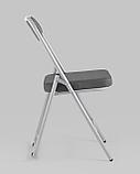 Стул Stool Group складной Джонни экокожа серый каркас металлик, фото 3