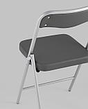 Стул Stool Group складной Джонни экокожа серый каркас металлик, фото 7