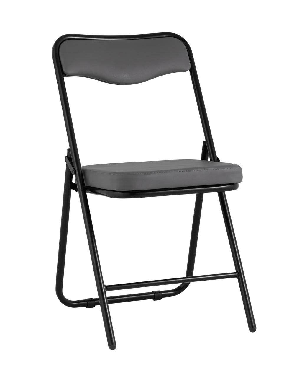 Стул Stool Group складной Джонни экокожа серый каркас черный матовый