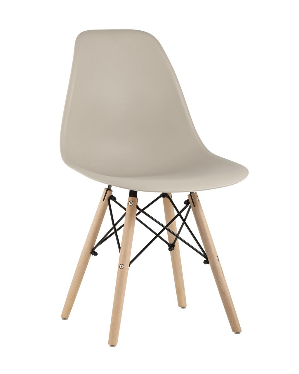 Стул Stool Group Eames Style DSW бежевый пластик, стальной каркас, натуральный массив бука