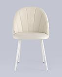 Стул Stool Group Логан велюр молочный белые ножки, фото 8
