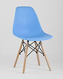 Стул Stool Group Eames Style DSW голубой пластик, стальной каркас, натуральный массив бука, фото 2