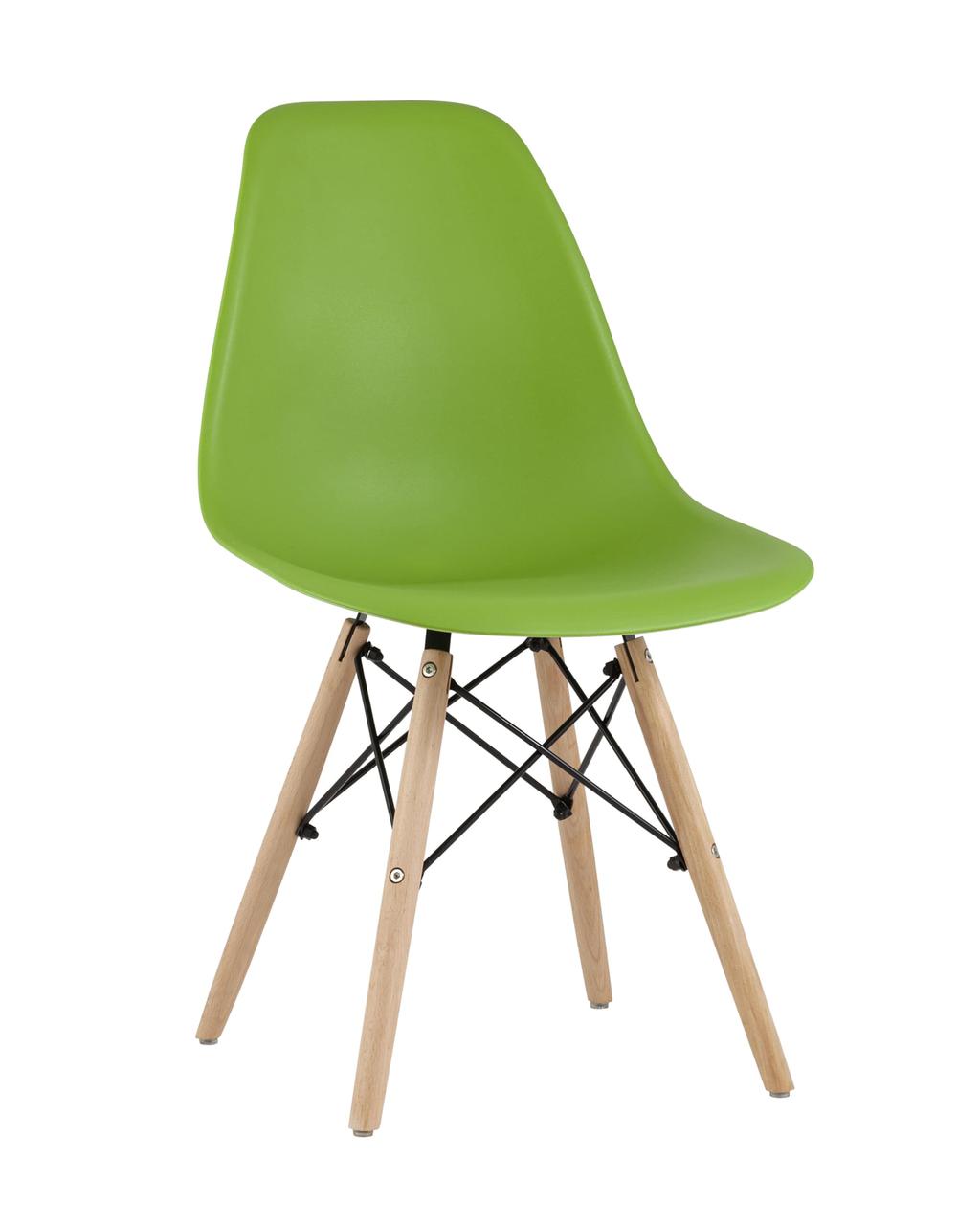 Стул Stool Group Eames Style DSW зеленый пластик, стальной каркас, натуральный массив бука