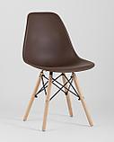 Стул Stool Group Eames Style DSW коричневый пластик, стальной каркас, натуральный массив бука, фото 2