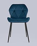 Стул Stool Group обеденный Эдвин велюр синий ножки металлические, фото 4