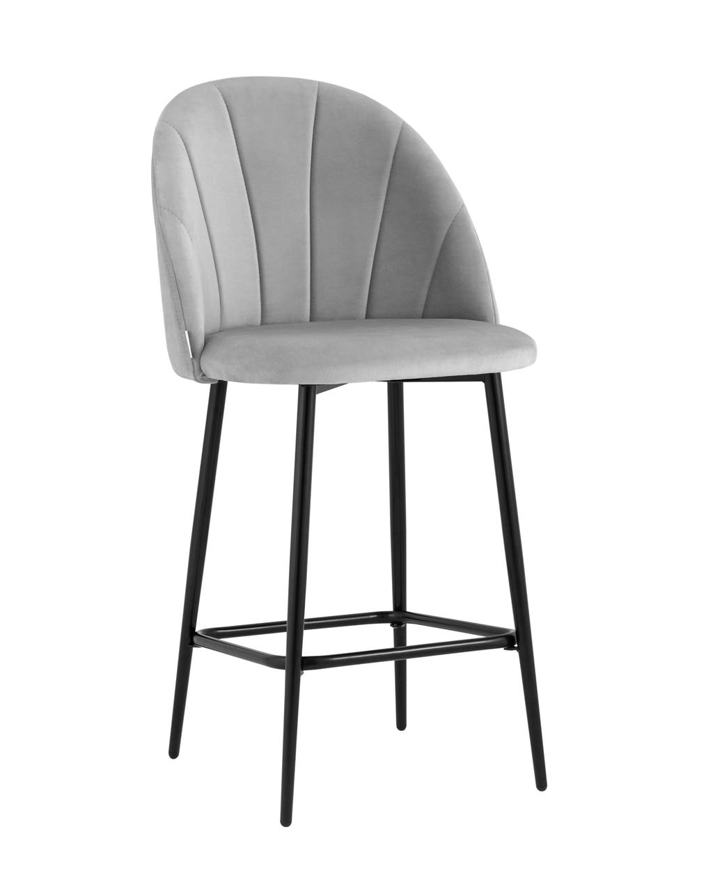 Стул полубарный Stool Group Логан велюр светло-серый ножки металл черный