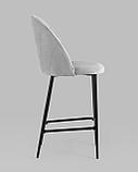 Стул полубарный Stool Group Логан велюр светло-серый ножки металл черный, фото 4