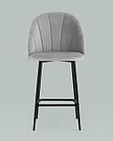 Стул полубарный Stool Group Логан велюр светло-серый ножки металл черный, фото 3
