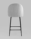 Стул полубарный Stool Group Логан велюр светло-серый ножки металл черный, фото 5