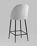 Стул полубарный Stool Group Логан велюр светло-серый ножки металл черный, фото 6