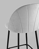 Стул полубарный Stool Group Логан велюр светло-серый ножки металл черный, фото 7
