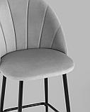Стул полубарный Stool Group Логан велюр светло-серый ножки металл черный, фото 8