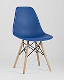 Стул Stool Group Eames Style DSW синий пластик, стальной каркас, натуральный массив бука, фото 2