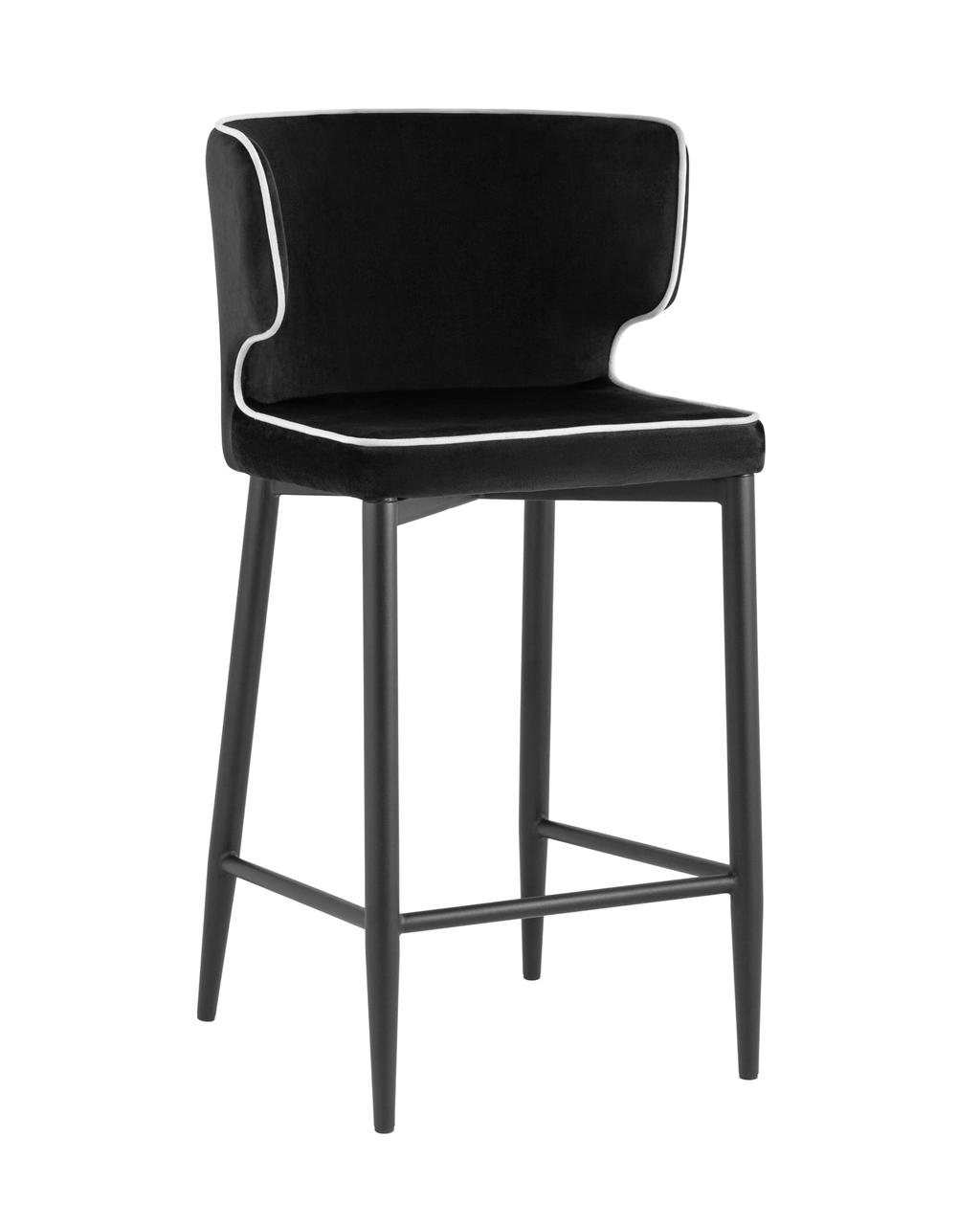 Стул полубарный Stool Group Матео с кантом велюр черный