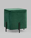 Пуф Stool Group Грейс квадрат с ящиком велюр зелёный ножки металл, фото 2