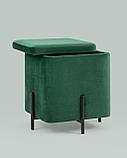 Пуф Stool Group Грейс квадрат с ящиком велюр зелёный ножки металл, фото 4
