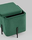 Пуф Stool Group Грейс квадрат с ящиком велюр зелёный ножки металл, фото 5