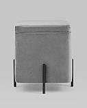 Пуф Stool Group Грейс квадрат с ящиком велюр серый ножки металл, фото 3