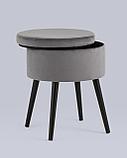 Пуф Stool Group Клайс с ящиком велюр серый ножки металл черные, фото 3