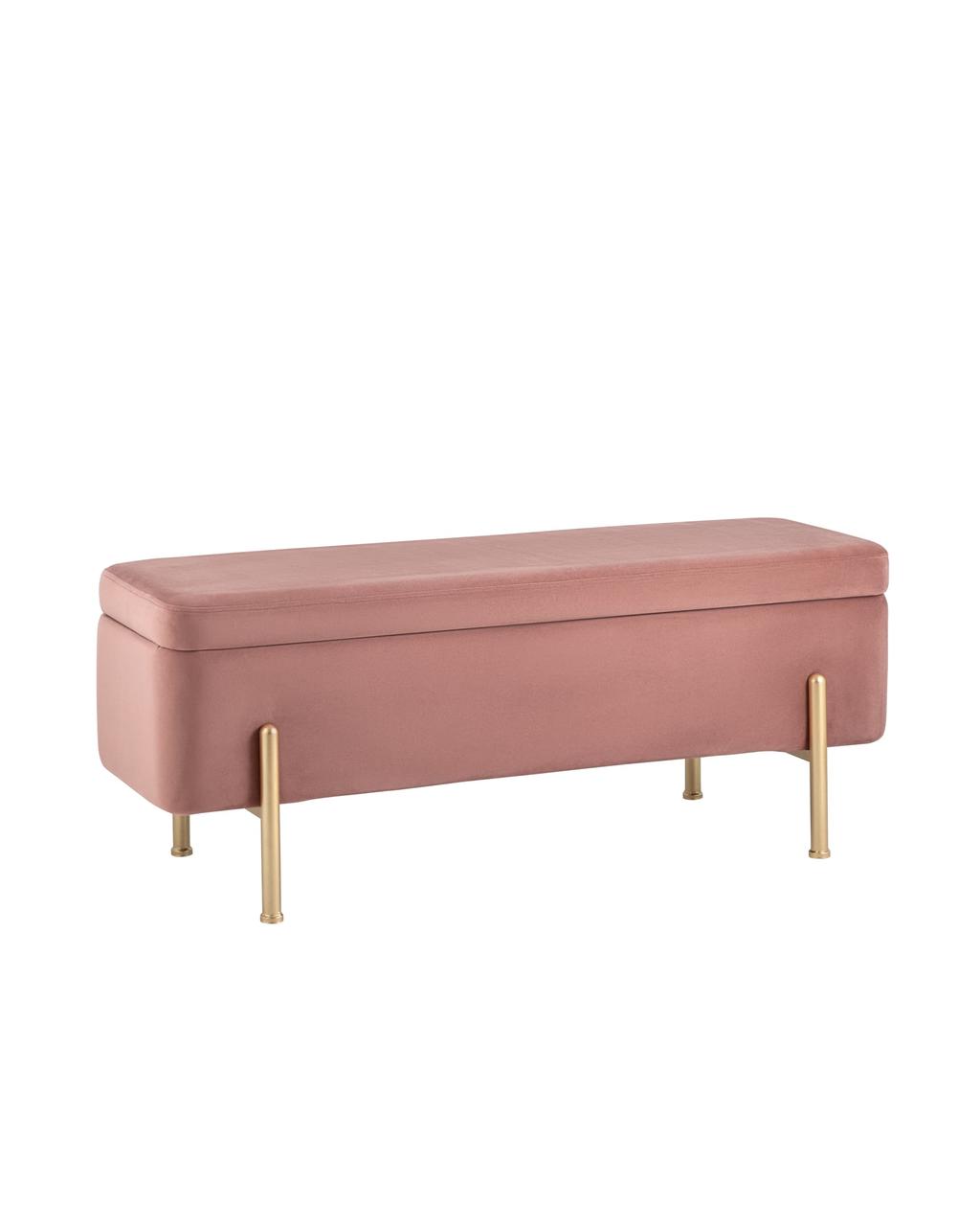 Банкетка Stool Group Болейн с ящиком велюр розовый
