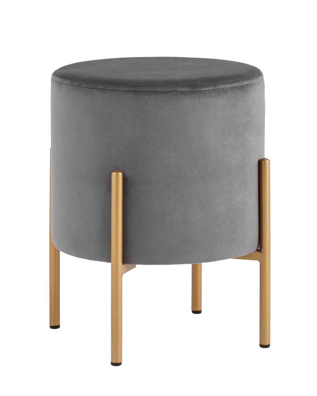 Пуф Stool Group Кейси велюр серый ножки золото