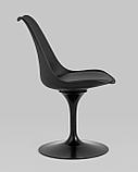 Стул Stool Group Tulip черный, ножка металлическая, сиденье и спинка из пластика, сидушка мягкая из экокожи, фото 5