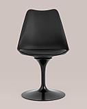 Стул Stool Group Tulip черный, ножка металлическая, сиденье и спинка из пластика, сидушка мягкая из экокожи, фото 6