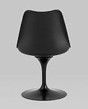 Стул Stool Group Tulip черный, ножка металлическая, сиденье и спинка из пластика, сидушка мягкая из экокожи, фото 7