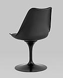 Стул Stool Group Tulip черный, ножка металлическая, сиденье и спинка из пластика, сидушка мягкая из экокожи, фото 8
