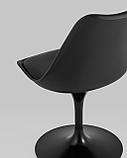 Стул Stool Group Tulip черный, ножка металлическая, сиденье и спинка из пластика, сидушка мягкая из экокожи, фото 9