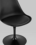 Стул Stool Group Tulip черный, ножка металлическая, сиденье и спинка из пластика, сидушка мягкая из экокожи, фото 10