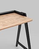 Стол письменный Stool Group Pyramid 118*53 светлое дерево/черный каркас из массива дерева, фото 9