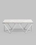 Журнальный стол Stool Group столик Авалон 122*66 серый мрамор каркас нержавеющая сталь серебро, фото 5