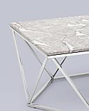 Журнальный стол Stool Group столик Авалон 122*66 серый мрамор каркас нержавеющая сталь серебро, фото 6