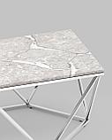 Журнальный стол Stool Group столик Авалон 122*66 серый мрамор каркас нержавеющая сталь серебро, фото 7