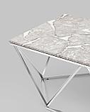 Журнальный стол Stool Group столик Авалон 122*66 серый мрамор каркас нержавеющая сталь серебро, фото 8