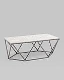 Журнальный стол Stool Group столик Авалон 122*66 серый мрамор каркас нержавеющая сталь темный хром, фото 2