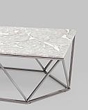 Журнальный стол Stool Group столик Авалон 122*66 серый мрамор каркас нержавеющая сталь темный хром, фото 5