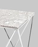 Журнальный стол Stool Group столик Авалон 61*61 серый мрамор каркас нержавеющая сталь серебро, фото 5