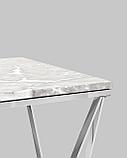 Журнальный стол Stool Group столик Авалон 61*61 серый мрамор каркас нержавеющая сталь серебро, фото 6