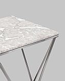 Журнальный стол Stool Group столик Авалон 61*61 серый мрамор каркас нержавеющая сталь темный хром, фото 5