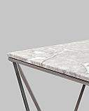 Журнальный стол Stool Group столик Авалон 61*61 серый мрамор каркас нержавеющая сталь темный хром, фото 6