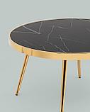Журнальный стол Stool Group Гелиос 80х80, стекло черный мрамор, ножки сталь золото, фото 6