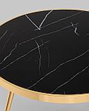 Журнальный стол Stool Group Гелиос 80х80, стекло черный мрамор, ножки сталь золото, фото 8
